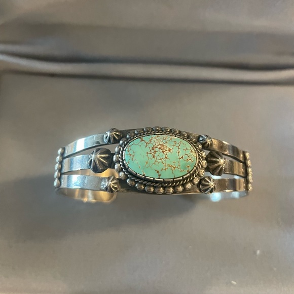 *SOLD* Vintage Sterling Silver and Turquoise Bracelet - Picture 1 of 4